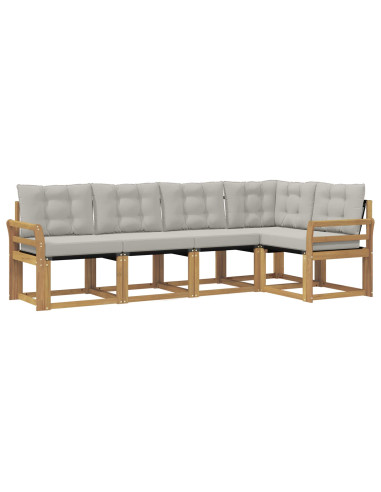 Set di divani da esterno 5 pcs Bianco e Grigio Chiaro