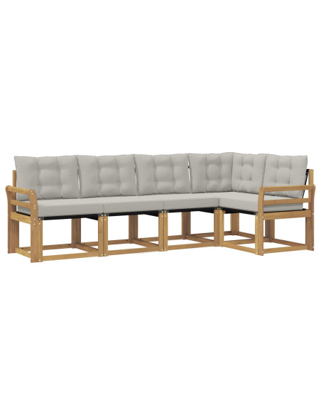 Set di divani da esterno 5 pcs Bianco e Grigio Chiaro