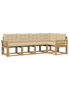 Set di divani da esterno con cuscino 5 pcs Bianco e Beige 2