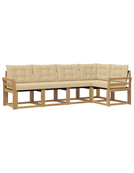 Set di divani da esterno con cuscino 5 pcs Bianco e Beige