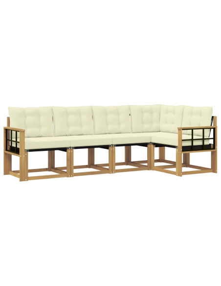 Set di divani da esterno con cuscino 5 pcs Bianco e Crema