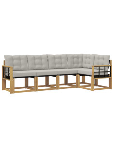 Set di divani da esterno 5 pcs Bianco e Grigio Chiaro 2