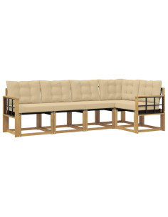 Set di divani da esterno con cuscino 5 pcs Bianco e Beige 2