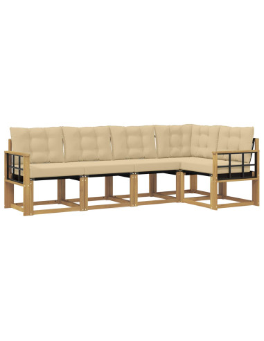 Set di divani da esterno con cuscino 5 pcs Bianco e Beige