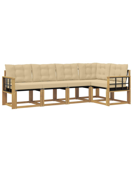 Set di divani da esterno con cuscino 5 pcs Bianco e Beige