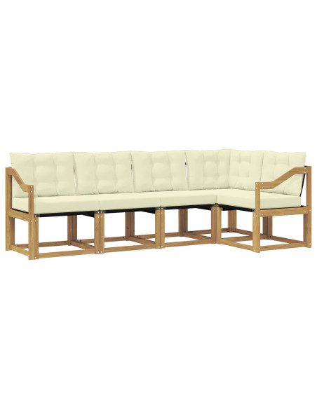 Set di divani da esterno con cuscino 5 pcs Bianco e Crema