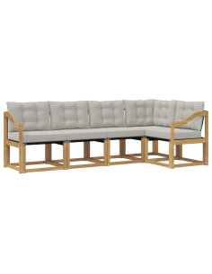 Set di divani da esterno 5 pcs Bianco e Grigio Chiaro 2