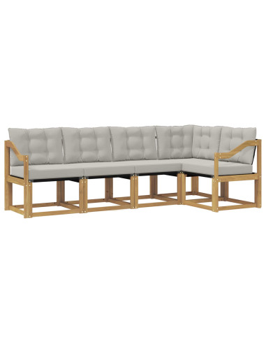 Set di divani da esterno 5 pcs Bianco e Grigio Chiaro