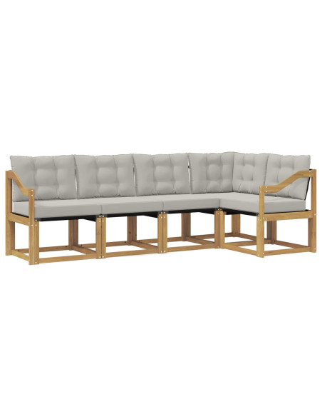 Set di divani da esterno 5 pcs Bianco e Grigio Chiaro