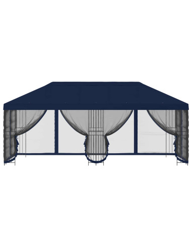 Gazebo con pareti laterali 6 x 3 m Blu Poliestere e Acciaio 190