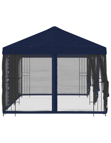 Gazebo con pareti laterali 6 x 3 m Blu Poliestere e Acciaio 190