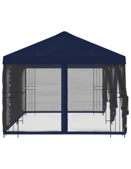 Gazebo con pareti laterali 6 x 3 m Blu Poliestere e Acciaio 190