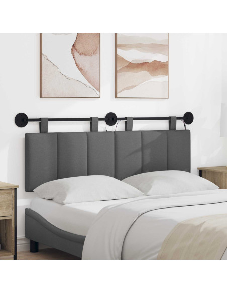 Testiera sospesa Con luce LED Grigio Scuro Tessuto