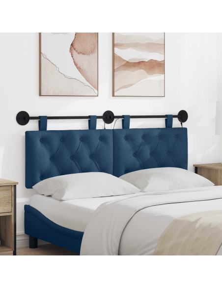 Testiera sospesa Con luce LED Blu Tessuto
