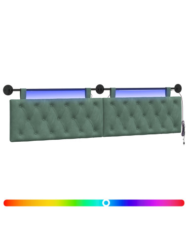 Testiera sospesa Con luce LED Verde Mare Velluto