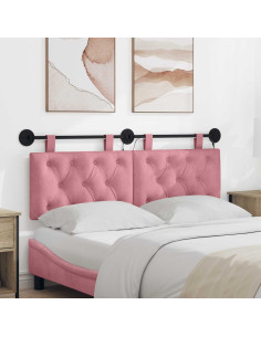 Testiera sospesa Con luce LED Rosa Velluto