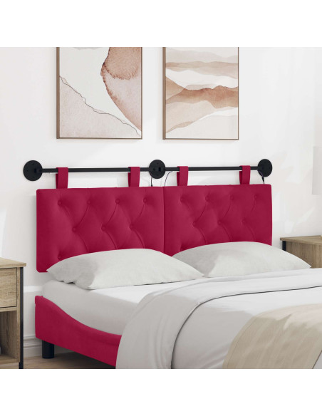 Testiera sospesa Con luce LED Rosso Vino Velluto
