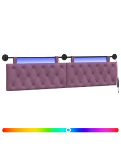 Testiera sospesa Con luce LED Viola Velluto 2