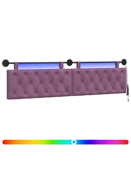 Testiera sospesa Con luce LED Viola Velluto