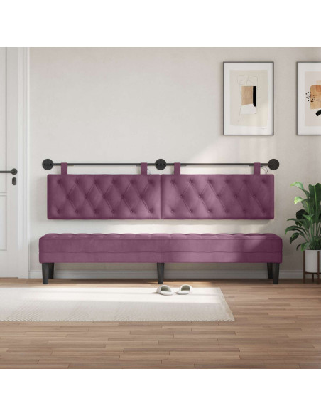 Testiera sospesa Con luce LED Viola Velluto