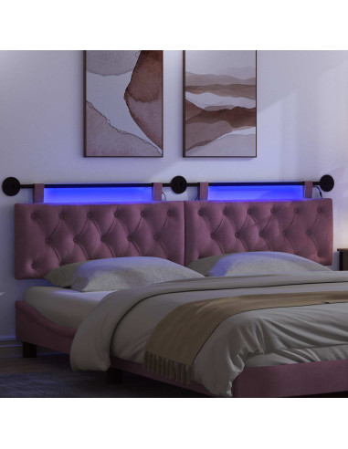 Testiera sospesa Con luce LED Viola Velluto