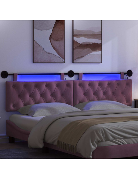 Testiera sospesa Con luce LED Viola Velluto