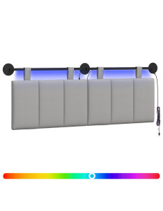 Testiera sospesa Con luce LED Grigio Nuvola Tessuto 2