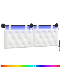 Testiera sospesa Con luce LED Bianco Tessuto 2