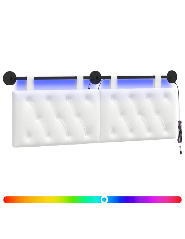 Testiera sospesa Con luce LED Bianco Tessuto