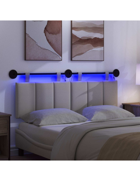 Testiera sospesa Con luce LED Grigio Nuvola Tessuto