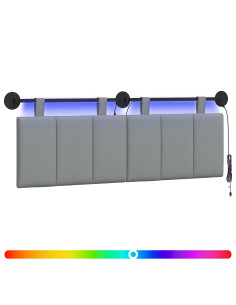 Testiera sospesa Con luce LED Grigio Chiaro Tessuto 2