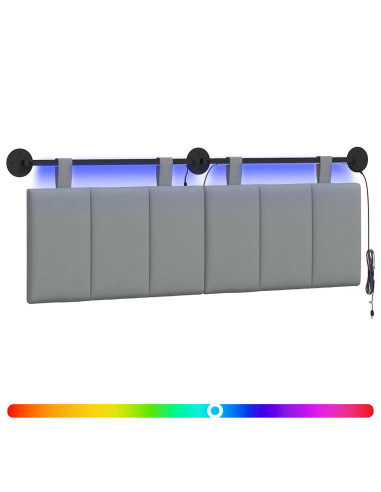 Testiera sospesa Con luce LED Grigio Chiaro Tessuto