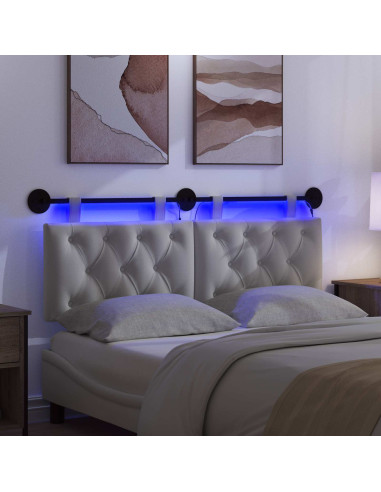 Testiera sospesa Con luce LED Bianco Tessuto