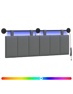Testiera sospesa Con luce LED Grigio Scuro Tessuto 2