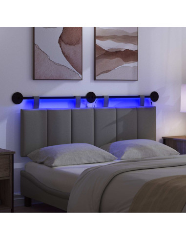 Testiera sospesa Con luce LED Grigio Scuro Tessuto