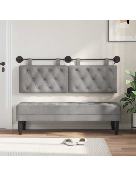 Testiera sospesa Con luce LED Grigio Chiaro Velluto