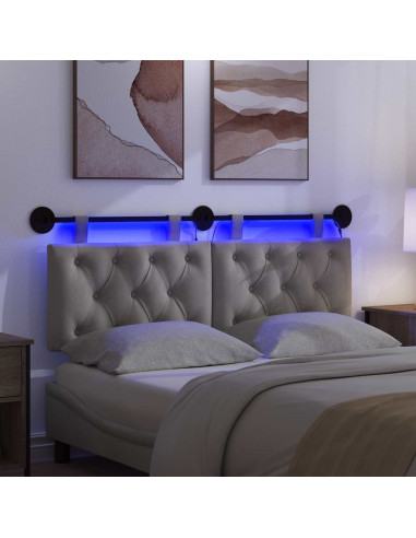 Testiera sospesa Con luce LED Grigio Chiaro Velluto