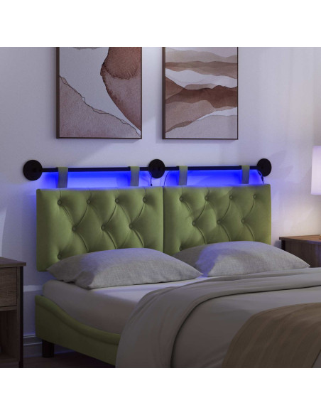 Testiera sospesa Con luce LED Verde chiaro Velluto