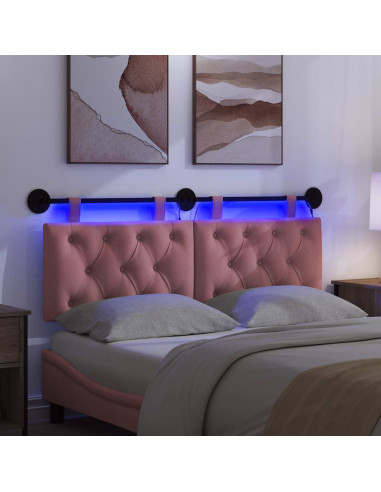 Testiera sospesa Con luce LED Rosa Velluto