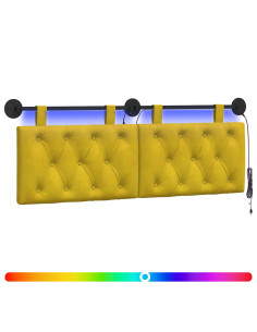 Testiera sospesa Con luce LED Giallo Velluto 2