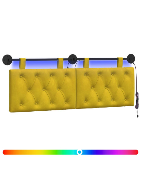 Testiera sospesa Con luce LED Giallo Velluto