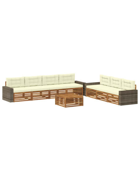 Set di divani da esterno 8 pcs Naturale e Crema 79 x 79 x 37 cm