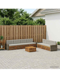 Set di divani da esterno 8 pcs Naturale e Grigio Chiaro