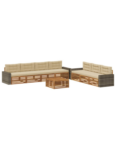 Set di divani da esterno 8 pcs Naturale e Beige 79 x 79 x 37 cm