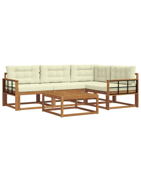 Set di divani da esterno con cuscino 5 pcs Naturale e Crema