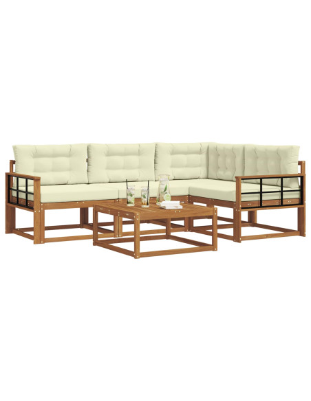 Set di divani da esterno con cuscino 5 pcs Naturale e Crema