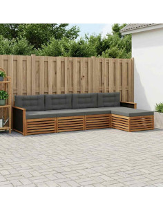 Set di divani da esterno 5 pcs Naturale e Antracite Poliestere
