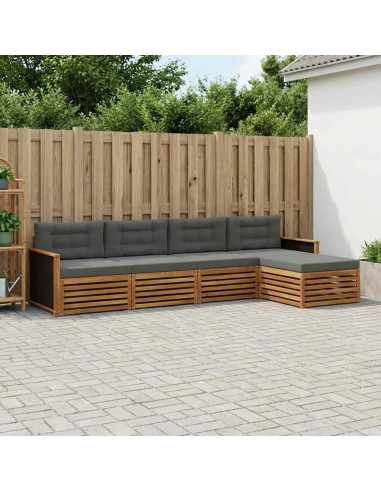 Set di divani da esterno 5 pcs Naturale e Antracite Poliestere