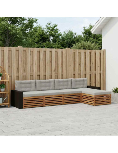 Set di divani da esterno 5 pcs Naturale e Grigio Chiaro