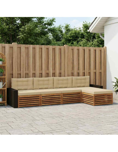 Set di divani da esterno 5 pcs Naturale e Beige Poliestere